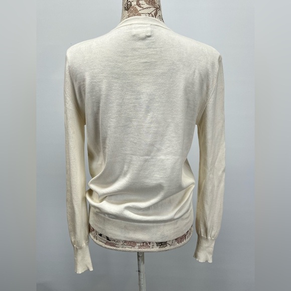 FELICITE Cream V-Neck lightweight Sweater size 1/XS-S - Picture 5 of 11